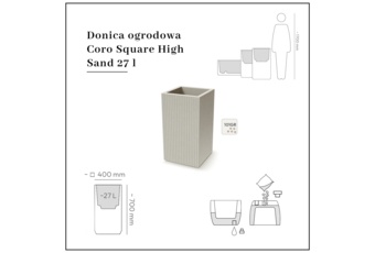 Donica ogrodowa Coro Square High Sand 27 l