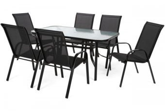 Meble ogrodowe metalowe Sevilla 145 cm Black / Black 6+1