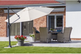 Parasol ogrodowy Roma 350 cm Grey / Light Grey z podstawą