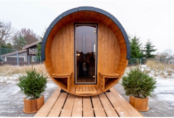 Sauna fińska zewnętrzna Lux Barrelsauna 235 x 280 cm