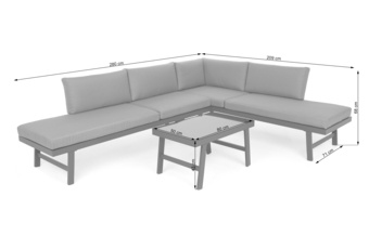 Narożnik ogrodowy aluminiowy Porto Grey / Taupe