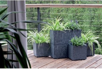 Donica ogrodowa Prosperplast Sierra Square High Beton Effect Anthracite 31 l
