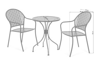 Meble ogrodowe metalowe Maja Round Grey 2+1