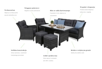 Meble ogrodowe technorattanowe California Grey / Grey Melange