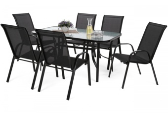 Meble ogrodowe metalowe Sevilla 145 cm Black / Black 6+1