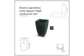 Donica ogrodowa Latia Square High Anthracite 59 l
