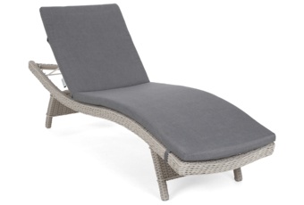 Zestaw leżaków ogrodowych z technorattanu Marbella White / Grey ze stolikiem