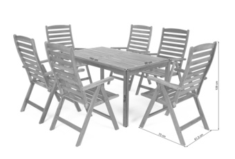Meble ogrodowe drewniane Akacja 6+1