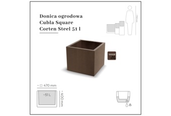 Donica ogrodowa Cubla Square Corten Steel 51 l