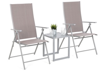 Zestaw krzeseł ogrodowych Casablanca Silver / Taupe ze stolikiem Cuba Silver