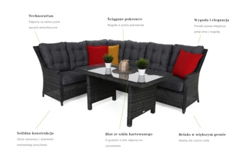 Narożnik technorattanowy lewy Alicante Grey / Grey Melange