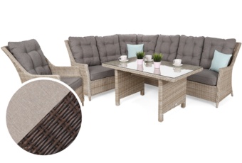 Narożny zestaw mebli ogrodowych lewy Alicante Brown Mat / Brown Melange