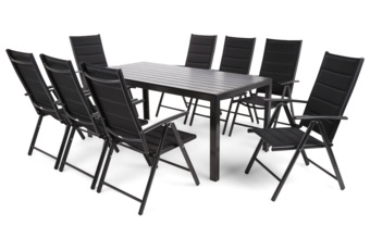 Meble ogrodowe aluminiowe Ibiza 185 cm Black / Black 8+1