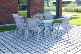 Meble ogrodowe metalowe Sevilla 145 cm Black / Black 6+1