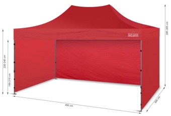 Namiot handlowy 450 x 300 cm czerwony