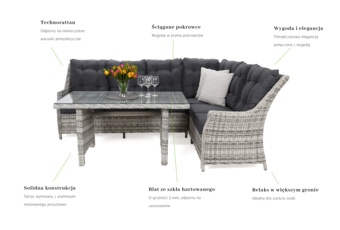 Narożnik technorattanowy prawy Alicante Light Grey / Grey Melange