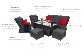 Meble ogrodowe technorattanowe Memfis Grey / Grey Melange