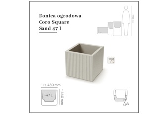 Donica ogrodowa Coro Square Sand 47 l