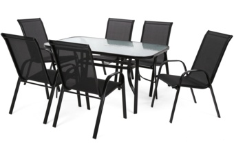 Meble ogrodowe metalowe Sevilla 150 cm Black / Black 6+1