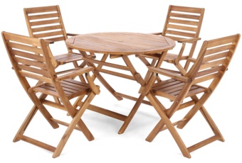 Meble ogrodowe drewniane Akacja Round Cross 4+1