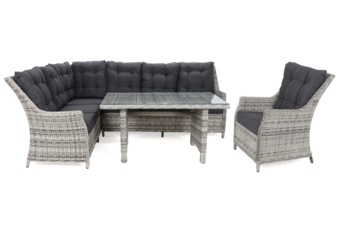 Narożny zestaw mebli ogrodowych lewy Alicante Light Grey / Grey Melange