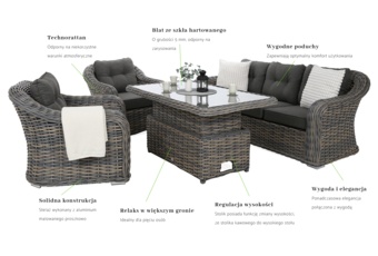 Meble ogrodowe technorattanowe Foggia Flex Silk Grey / Grey Melange