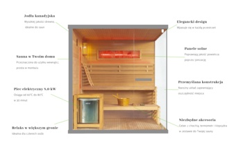 Sauna fińska narożna Nordum Pure 4-osobowa szara