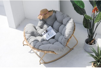 Fotel bujany technorattanowy Palermo Beige / Light Grey