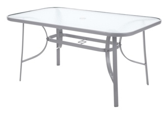Meble ogrodowe metalowe Sevilla 150 cm Silver / Black 6+1