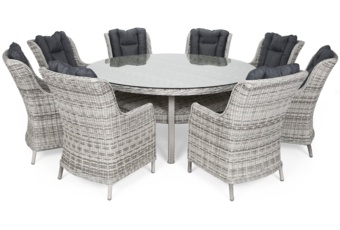 Meble ogrodowe technorattanowe Bristol Round Elegant 180 cm Light Grey / Grey Melange  8+1