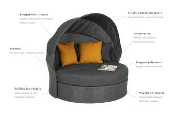 Sofa ogrodowa z baldachimem Sydney Grey / Grey Melange