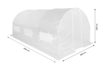 Tunel foliowy 300 x 450 cm (13,5 m²) stelaż + folia niebieska
