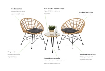 Meble balkonowe technorattanowe Zanzibar Beige / Grey