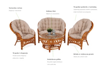 Meble ogrodowe rattanowe Diego Orange / Latte 3+1