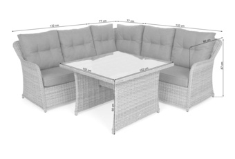 Narożnik ogrodowy technorattanowy Bergamo Grey / Grey Melange