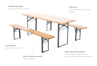 Ogrodowy zestaw piwny 200 cm