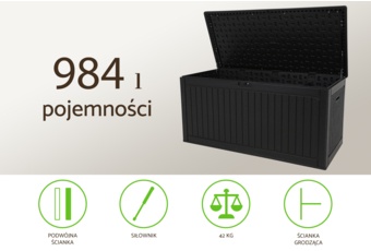 Skrzynia ogrodowa wzmocniona Orebro 984 l Black