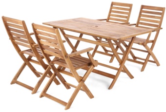 Meble ogrodowe drewniane Akacja Cross 4+1