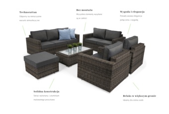 Meble ogrodowe technorattanowe Perugia Olive / Grey