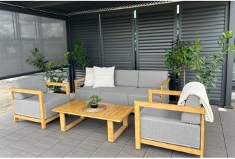 Meble ogrodowe aluminiowe Lyon Teak / Fog Grey