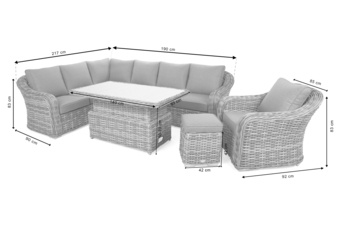 Narożny zestaw mebli ogrodowych Foggia Silk Grey / Grey Melange