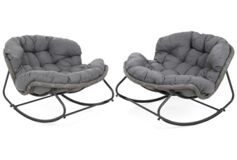 Zestaw foteli bujanych technorattanowych Palermo Beige / Light Grey