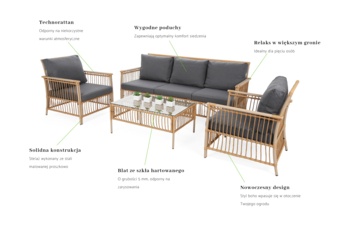 Meble ogrodowe technorattanowe Sycylia Beige / Grey