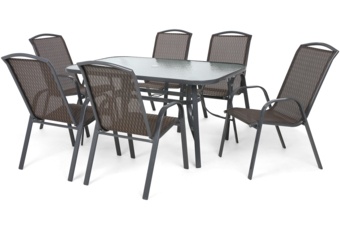 Meble ogrodowe metalowe Sevilla 145 cm Atlanta Grey / Brown Triangles 6+1