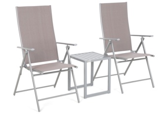 Zestaw krzeseł ogrodowych Casablanca Silver / Taupe ze stolikiem Cuba Silver
