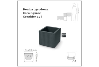 Donica ogrodowa Coro Square Graphite 24 l