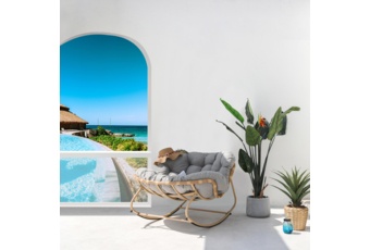 Fotel bujany technorattanowy Palermo Beige / Light Grey