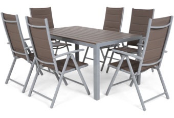 Meble ogrodowe aluminiowe Ibiza 150 cm Silver / Taupe 6+1