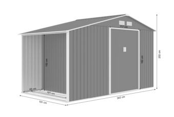 Domek narzędziowy Stockholm 342 x 191 cm Grey z drewutnią