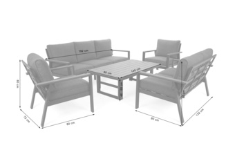 Meble ogrodowe aluminiowe Turyn Dark Grey / Beige Melange